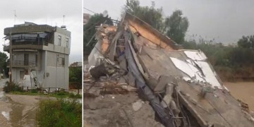 Κατέρρευσε τριώροφο στο Καματερό, ανεμοστρόβιλος στην Αθήνα (βίντεο)