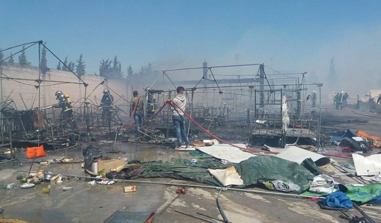 Υπό έλεγχο η φωτιά στο Κέντρο Φιλοξενίας προσφύγων στα Διαβατά (βίντεο)