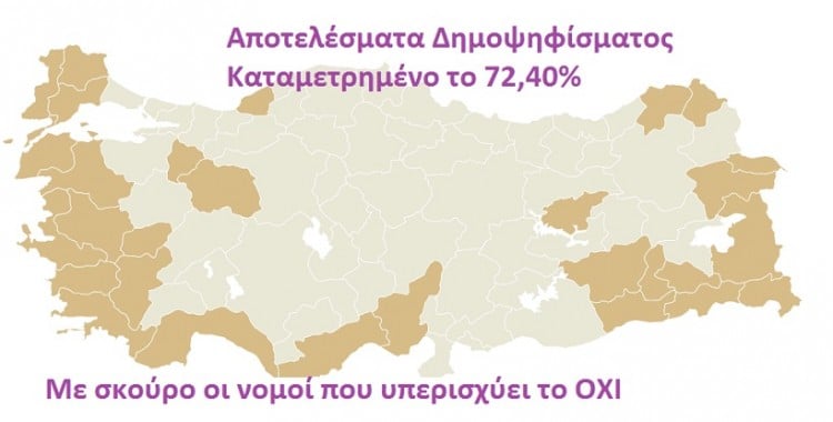 Δείτε το αποτέλεσμα του δημοψηφίσματος στην Τουρκία με καταμετρημένο το 72,4%