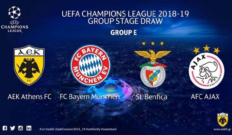 Η κλήρωση της ΑΕΚ στους ομίλους του Champions League