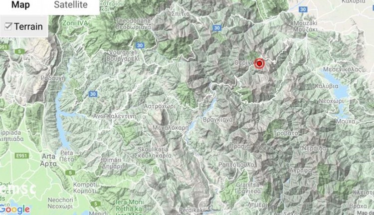 Σεισμός 5,2 βαθμών Ρίχτερ πριν λίγο στα Τρίκαλα