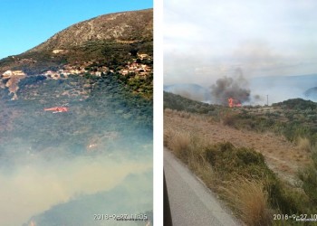 Νέα φωτιά στην Κεφαλονιά, εκκενώνεται προληπτικά σχολείο (βίντεο)