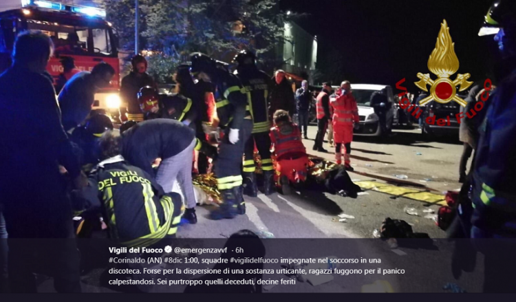 Ιταλία: Έξι νεκροί και δεκάδες τραυματίες σε συναυλία κοντά στην Ανκόνα