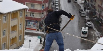Επικίνδυνο μεροκάματο: Καθαρίζοντας τις στέγες από το χιόνι (βίντεο)