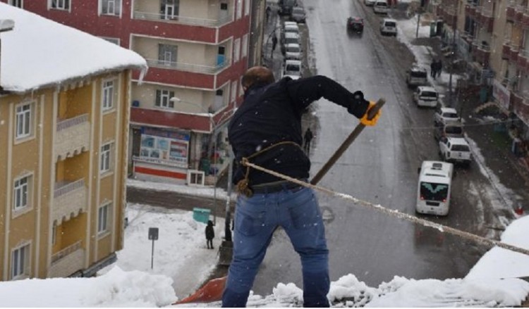 Επικίνδυνο μεροκάματο: Καθαρίζοντας τις στέγες από το χιόνι (βίντεο)