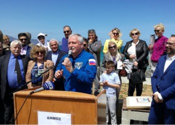 Ηράκλειο Κρήτης: Ο Θεόδωρος Γιουρτσίχιν-Γραμματικόπουλος στα εγκαίνια του πάρκου Γκαγκάριν