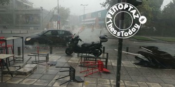 Ισχυρή καταιγίδα στο κέντρο της Θεσσαλονίκης