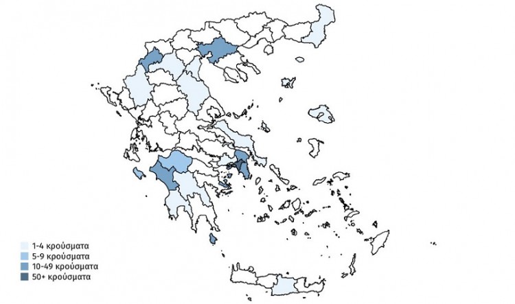 Ο ΕΟΔΥ δίνει την εικόνα του κορονοϊού έως τις 20 Μαρτίου (χάρτες)