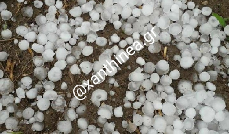 Χαλαζόπτωση έπληξε την Ξάνθη, ζημιές σε καλλιέργειες (βίντεο)