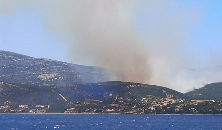 Μεγάλη η φωτιά στην Κάρυστο, εκκενώθηκε οικισμός