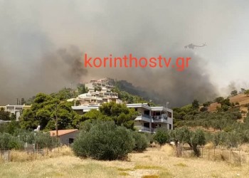 Μεγάλη φωτιά στις Κεχριές Κορινθίας – Εκκενώθηκαν οικισμοί και κατασκήνωση (βίντεο)