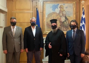 Συνάντηση Βορίδη με τον μητροπολίτη Ίμβρου και Τενέδου Κύριλλο