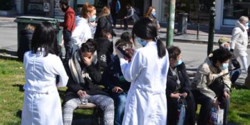 Εικόνα από την κεντρική πλατεία της Λάρισας, νωρίτερα σήμερα (φωτ.: ΑΠΕ-ΜΠΕ /Αποστόλης Ντομάλης)