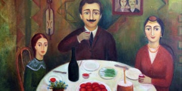 Ποντίων Πάσχα, λάδι σε μουσαμά, 60x50 εκ, έργο της Λίας Ελευθεριάδου (πηγή: liaeleftheriadou.gr)