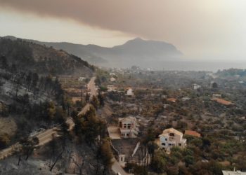 Εικόνα από την Εύβοια που καίγεται σε τρία μέτωπα (φωτ.: facebook.com/groups/pyrkagianews/Jens Perschke)