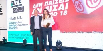 Άσπα Φλωριά, Retail Support Director του ΟΠΑΠ και Στρατής Βαλαβάνης, Applications Director του OΠΑΠ