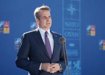 Ο πρωθυπουργός Κυριάκος Μητσοτάκης στη Σύνοδο Κορυφής του ΝΑΤΟ στη Μαδρίτη (Φωτ.: Γραφείο Τύπου Πρωθυπουργού/Δημήτρης Παπαμήτσος/Eurokinissi)