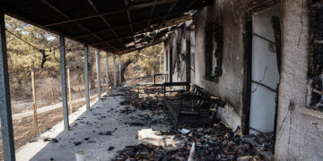 Καταστροφές από την πυρκαγιά στα Βατερά της Λέσβου (φωτ.: EUROKINISSI / Παναγιώτης Μπαλάσκας)