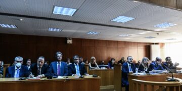 Δίκη στο Ειδικό Δικαστήριο με κατηγορούμενους τον πρώην αναπληρωτή υπουργό Δικαιοσύνης της κυβέρνησης ΣΥΡΙΖΑ - ΑΝΕΛ Δημήτρη Παπαγγελόπουλο και την πρώην επικεφαλής της εισαγγελίας Διαφθοράς Ελένη Τουλουπάκη, Δευτέρα 19 Σεπτεμβρίου 2022. (Φωτ.: Eurokinissi/Τατιάνα Μπόλαρη)