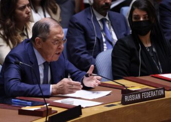 Ο επικεφαλής της ρωσικής διπλωματίας Σεργκέι Λαβρόφ μιλά στο Συμβούλιο Ασφαλείας του ΟΗΕ (Φωτ.: EPA/Justin Lane)