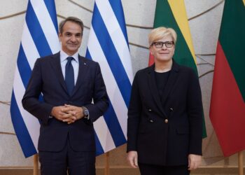 Συνάντηση του πρωθυπουργού Κυριάκου Μητσοτάκη με την πρωθυπουργό της Λιθουανίας Ingrida Simonyte στο Βίλνιους, Δευτέρα 31 Οκτωβρίου 2022. (Φωτ.: Γραφείο Τύπου πρωθυπουργού/Δημήτρης Παπαμήτσος)