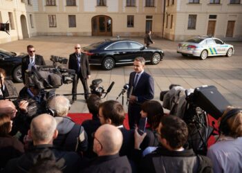 Ο πρωθυπουργός Κυριάκος Μητσοτάκης στις εργασίες της έκτακτης Συνόδου του Ευρωπαϊκού Συμβουλίου στην Πράγα, Παρασκευή 7 Οκτωβρίου 2022. ( Φωτ.: Γραφείο Τύπου πρωθυπουργού/Δημήτρης Παπαμήτσος/Eurokinissi)