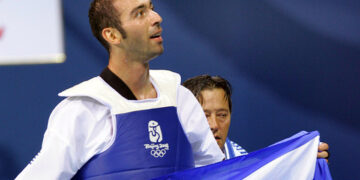 Ο Αλέξανδρος Νικολαΐδης μετά τη νίκη στους Ολυμπιακούς Αγώνες του 2008 στο Πεκίνο (φωτ.: ΑΠΕ-ΜΠΕ / Συμέλα Παντζαρτζή)