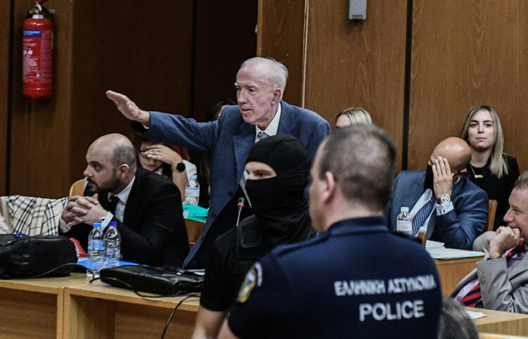 Ο Κωνσταντίνος Πλεύρης, συνήγορος  του Γιάννη Λαγού, στη δίκη της Χρυσής Αυγής (φωτ.: EUROKINISSI / Τατιάνα Μπόλαρη)