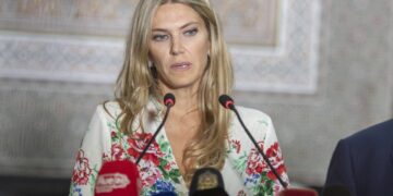Η Εύα Καϊλή στο Κοινοβούλιο του Μαρόκου, στο Ραμπάτ (φωτ. αρχείου: EPA/ JALAL MORCHIDI)