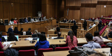 Δίκη Χρυσής Αυγής σε δεύτερο βαθμό στο Εφετείο Αθηνών (φωτ.: EUROKINISSI / Τατιάνα Μπόλαρη)