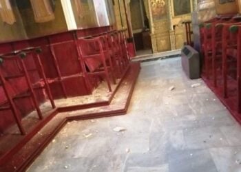 Ζημιές έχουν διαπιστωθεί στην εκκλησία της Αγίας Τριάδας στο χωριό Στύψη (φωτ.: stonisi.gr)