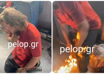 Καρέ από το βίντεο που ανέβηκε στα social media (πηγή: pelop.gr)