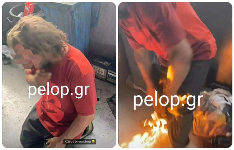 Καρέ από το βίντεο που ανέβηκε στα social media (πηγή: pelop.gr)