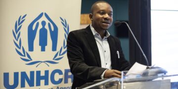 Ο Ζυλιέν Μακαλού σε εκδήλωση της Ύπατης Αρμοστείας του ΟΗΕ για τους Πρόσφυγες για την ένταξη των προσφύγων στην αγορά εργασίας (Copyright: UNHCR/Socrates Baltagiannis)