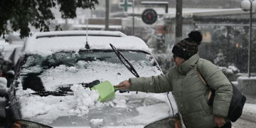 Χιονόπτωση στην περιοχή του Διονύσου Αττικής (φωτ.: EUROKINISSI / Μιχάλης Καραγιάννης)