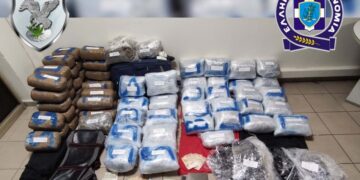 Από τις έρευνες της αστυνομίας στα σπίτια των συλληφθέντων κατασχέθηκαν 34 δέματα κάνναβης, μία ηλεκτρονική ζυγαριά ακριβείας, υλικά για συσκευασία ναρκωτικών ουσιών, 820 ευρώ και δύο κινητά τηλέφωνα που χρησιμοποιούσαν για τις παράνομες συναλλαγές τους (φωτ.: Ελληνική Αστυνομία)