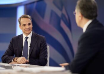 Ο Κυριάκος Μητσοτάκης στη συνέντευξή του στον Γιώργο Αυτιά στην εκπομπή του ΣΚΑΪ «Καλημέρα»   (φωτ.: Δημήτρης Παπαμήτσος/ Γρ.Τύπου Πρωθυπουργού/Eurokinissi)