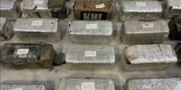 Tο φορτίο 105 κιλών κοκαΐνης έφθασε στο λιμάνι της Θεσσαλονίκης, μέσα σε εμπορευματοκιβώτια με μπανάνες με χώρα προέλευσης τον Ισημερινό (φωτ.: Γενική Αστυνομική Διεύθυνση Θεσσαλονίκης)