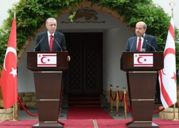 Κοινή συνέντευξη Τύπου Ερντογάν-Τατάρ στα κατεχόμενα (φωτ.: twitter.com/trpresidency)
