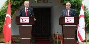 Κοινή συνέντευξη Τύπου Ερντογάν-Τατάρ στα κατεχόμενα (φωτ.: twitter.com/trpresidency)