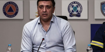 Ο Βασίλης Κικίλιας στη συνέντευξη Τύπου για τις δασικές πυρκαγιές (φωτ.: EUROKINISSI / Κώστας Τζούμας)