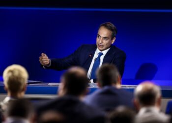 Στιγμιότυπο από τη συνέντευξη Τύπου του Κυριάκου Μητσοτάκη στα πλαίσια της 86ης Διεθνούς Έκθεσης Θεσσαλονίκης, το 2022
(φωτ.: Βασίλης Βερβερίδης/ΜΟΤΙΟΝΤΕΑΜ)