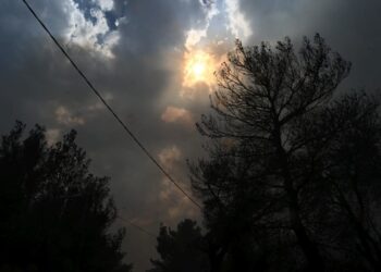 Εικόνα από τη φωτιά στην Πάρνηθα (φωτ.: Τατιάνα Μπόλαρη/ EUROKINISSI)