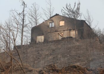 Καμένο σπίτι σε χωριό έξω από την Αλεξανδρούπολη (φωτ.: ΜΟΤΙΟΝΤΕΑΜ/Βασίλης Βερβερίδης)