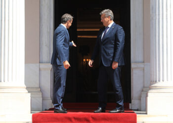 Διμερής συνάντηση του Κυριάκου Μητσοτάκη με τον Αντρέι Πλένκοβιτς (φωτ.: EUROKINISSI / Γιάννης Παναγόπουλος)