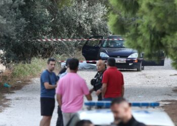 Στιγμιότυπο από τις χθεσινές έρευνες της αστυνομίας στο σημείο της εξαπλής δολοφονίας (φωτ.: EUROKINISSI/Θανάσης Δημόπουλος)