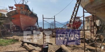 Το καρνάγιο στο Τρίκερι όπου ο άτυχος 38χρονος έχασε τη ζωή του εν ώρα εργασίας (φωτ.: ertnews.gr)