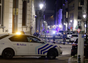 Αποκλεισμένος δρόμος στις Βρυξέλλες, κοντά στο σημείο της επίθεσης (φωτ.: X)