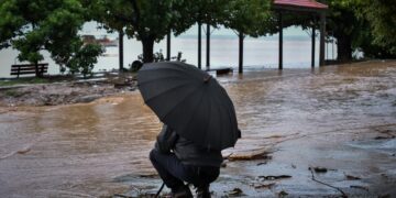 Χαρακτηριστικό στιγμιότυπο από την κακοκαιρία «Elias» στην περιοχή του Βόλου (φωτ.: EUROKINISSI/Βασίλης Οικονόμου)