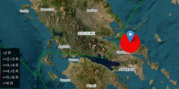 Το επίκεντρο του σεισμού εντοπίστηκε στην Εύβοια (φωτ.: seismos.gr)